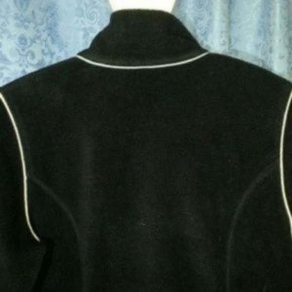 Izod black fleece zip-up jacket mint coral piping - Picture 5 of 6